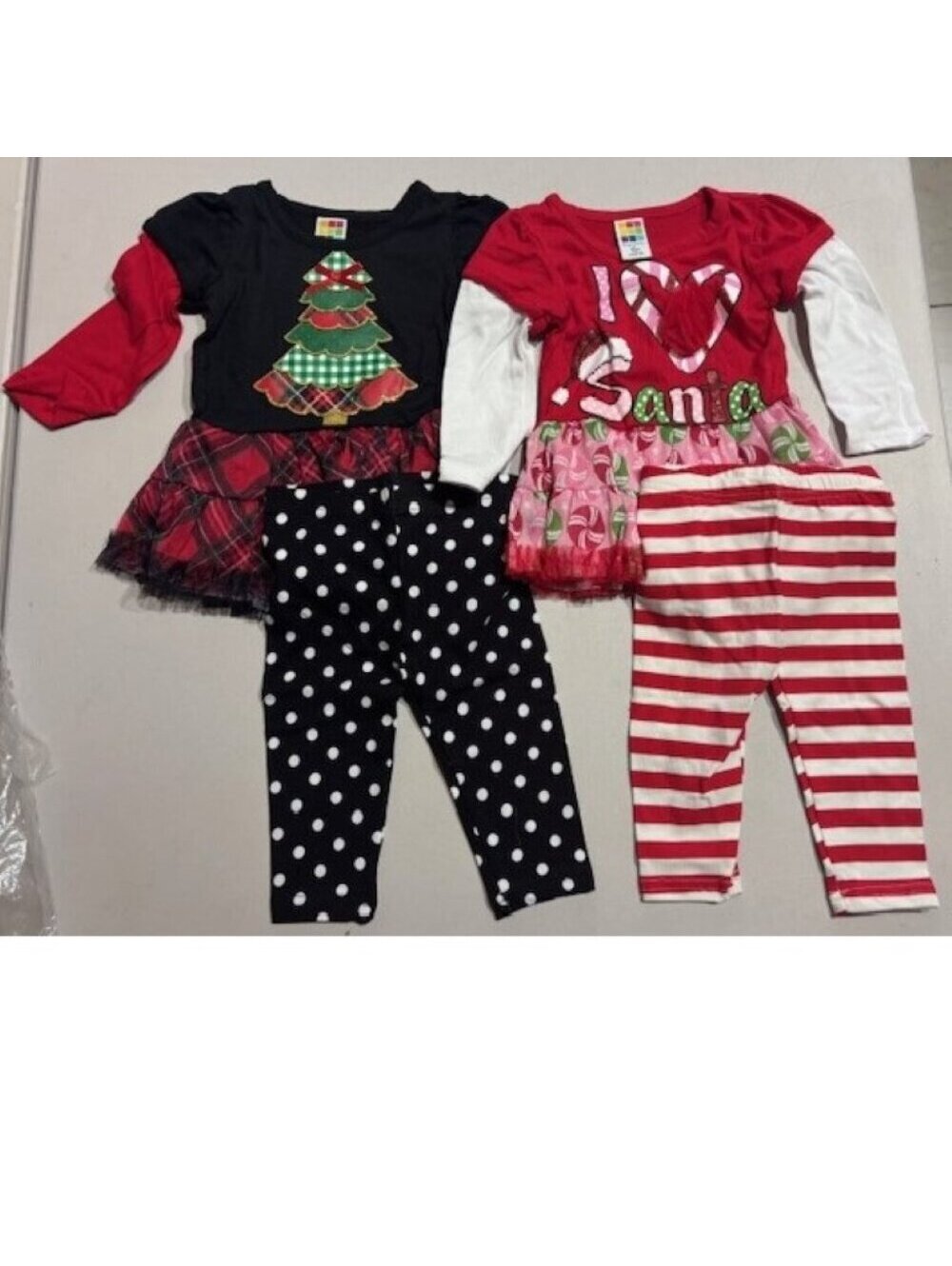 Christmas Set Girls 12 mths 4 Pc Shirt & Leggings Tunic Pants 2 Pc Outfits